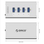 ORICO A3H4 Aluminium High Speed 4 Ports USB 3.0 HUB mit 12V/2,5A Netzteil für Laptops, 4 Ports (Silver) – Bild 7