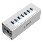 ORICO A3H7 Aluminium High Speed 7 Ports USB 3.0 HUB mit 12V/2,5A Netzteil für Laptops, 7 Ports (Silver), 7 Ports (Black)