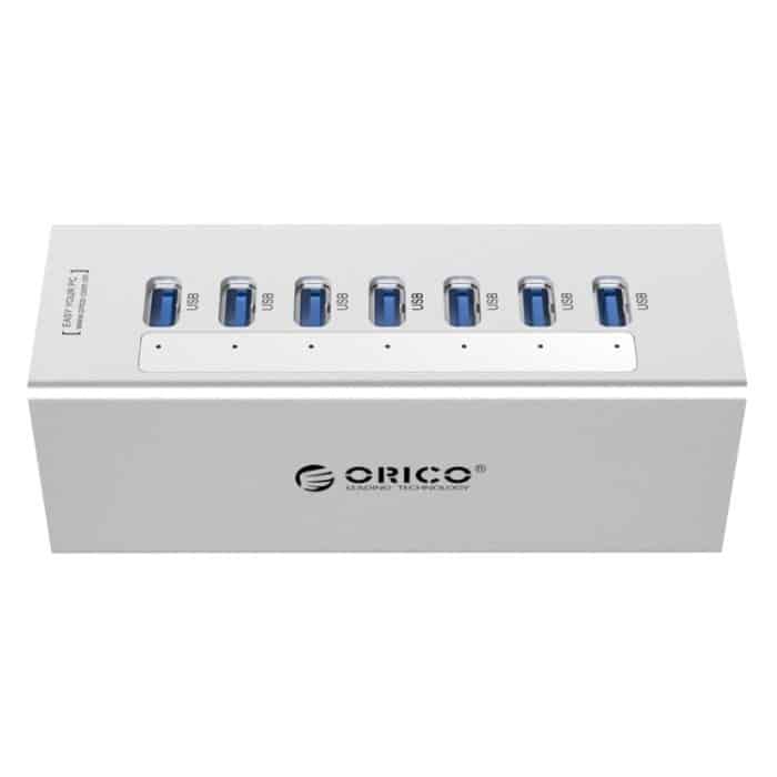 ORICO A3H7 Aluminium High Speed 7 Ports USB 3.0 HUB mit 12V/2,5A Netzteil für Laptops, 7 Ports (Silver), 7 Ports (Black) – Bild 4
