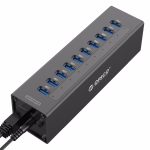 ORICO A3H10 Aluminium High Speed 10 Ports USB 3.0 HUB mit Netzteil für Laptops, 10 Ports (Silver), 10 Ports (Black) – Bild 2