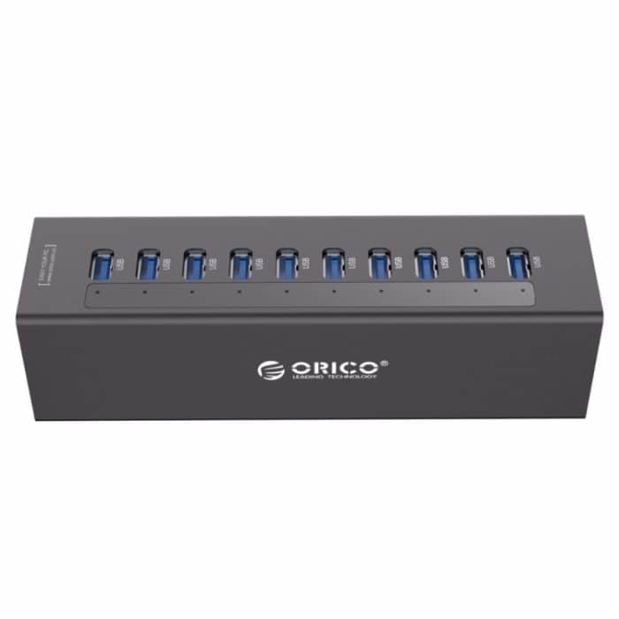 ORICO A3H10 Aluminium High Speed 10 Ports USB 3.0 HUB mit Netzteil für Laptops, 10 Ports (Silver), 10 Ports (Black) – Bild 3