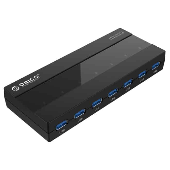 PC3015B.jpg ORICO H727RK-U3 ABS High Speed 7 Ports USB 3.0 HUB mit 12V Netzteil für Laptops/Smartphones, H727RK-U3 – Bild 1