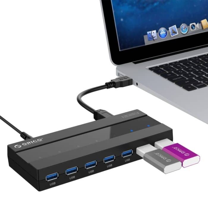 ORICO H727RK-U3 ABS High Speed 7 Ports USB 3.0 HUB mit 12V Netzteil für Laptops/Smartphones, H727RK-U3 – Bild 5