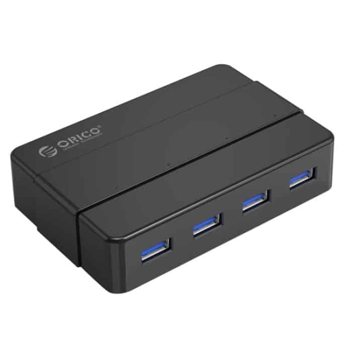 PC3016B.jpg ORICO H4928-U3 ABS High Speed 4 Ports USB 3.0 HUB mit 12V Netzteil für Smartphones/Tablets – Bild 1