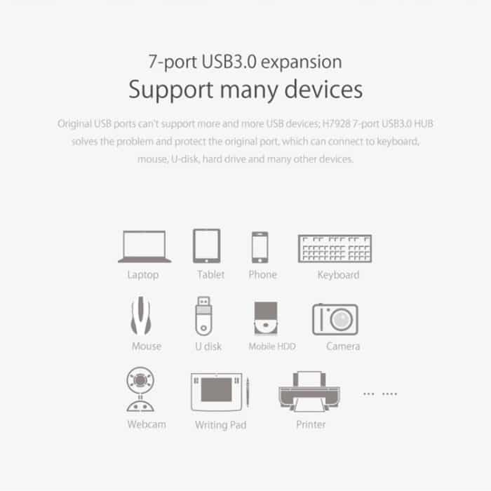 ORICO H7928-U3 ABS-Material Desktop 7 Ports USB 3.0 HUB mit 1 m Kabel, USB 3.0 – Bild 7