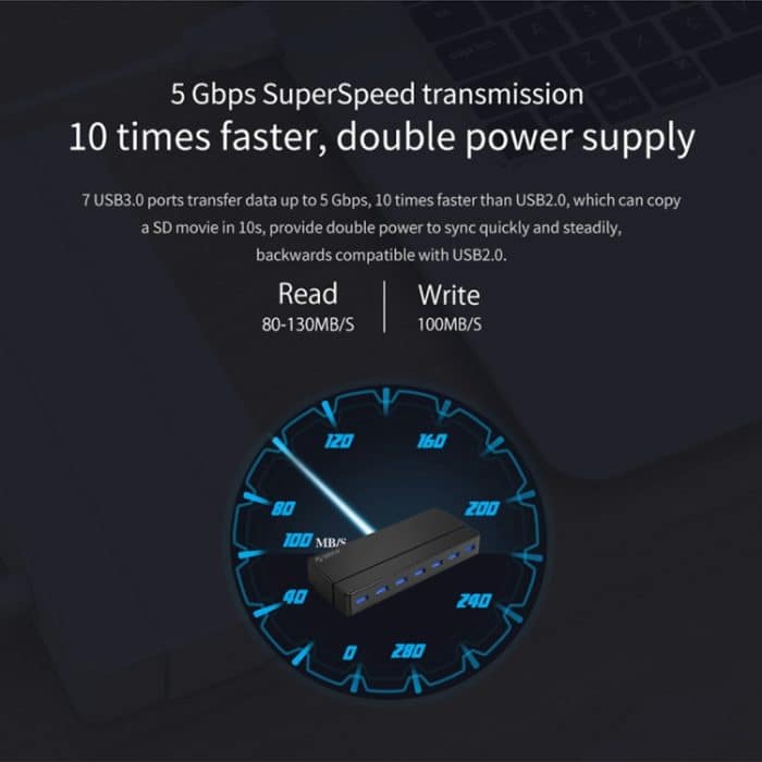 ORICO H7928-U3 ABS-Material Desktop 7 Ports USB 3.0 HUB mit 1 m Kabel, USB 3.0 – Bild 8