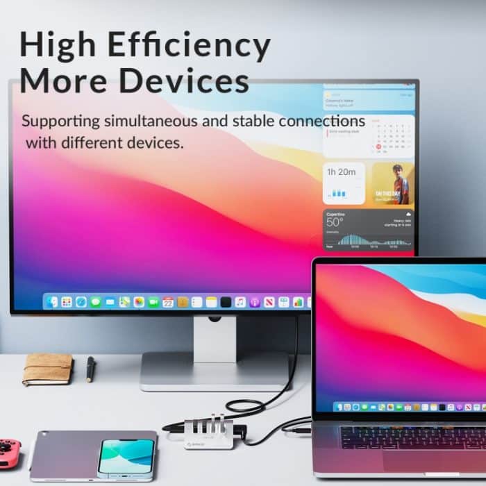 ORICO M3U4 Aluminiumlegierung 4-Port USB 3.2 Gen1 10 Gbit/s HUB, M3U4 10Gbps – Bild 7