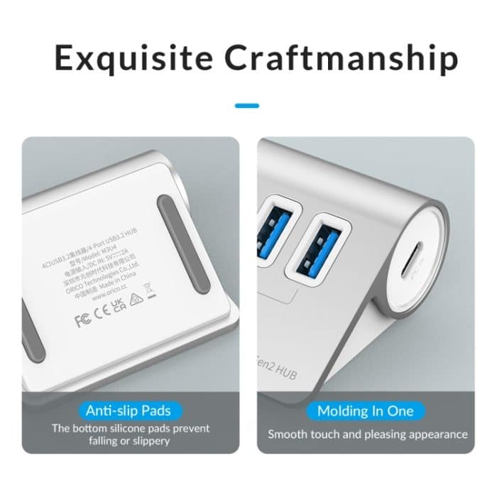 ORICO M3CU2 4-Port Typ-C und USB 3.2 Gen2 10 Gbit/s HUB aus Aluminiumlegierung, M3CU2 – Bild 12