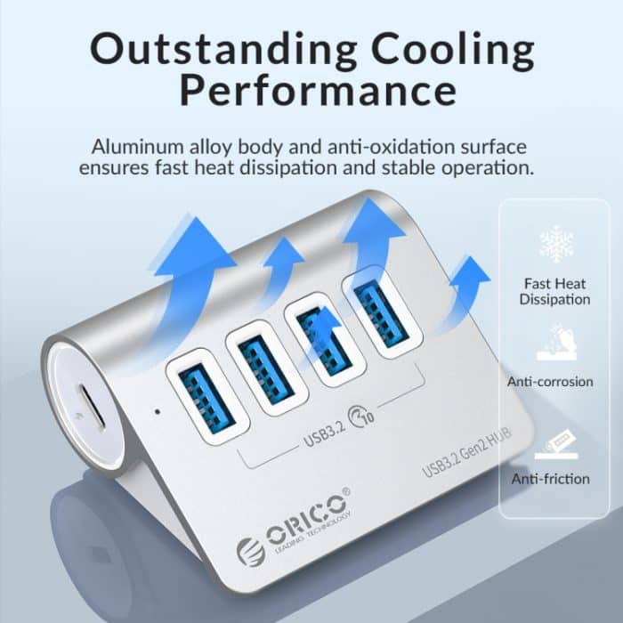 ORICO M3CU2 4-Port Typ-C und USB 3.2 Gen2 10 Gbit/s HUB aus Aluminiumlegierung, M3CU2 – Bild 4