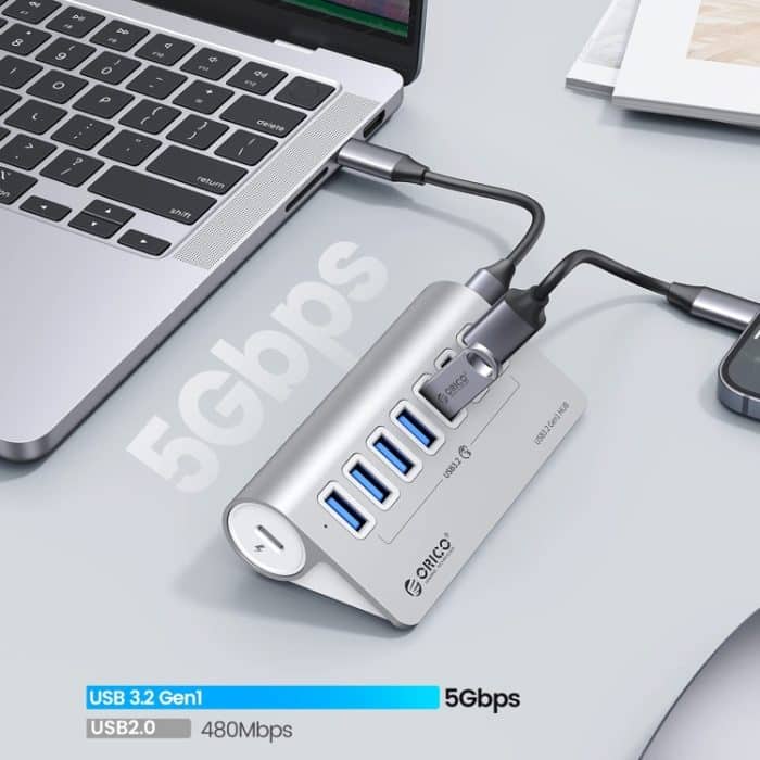 ORICO M3U7 7-Port USB 3.2 Gen1 5Gbps HUB aus Aluminiumlegierung mit 0,5 m Kabel, M3U7 0.5m – Bild 2