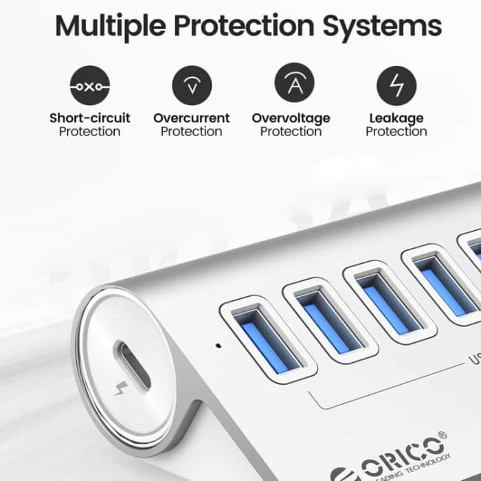 ORICO M3U7-G2 7-Port USB 3.2 Gen2 10 Gbit/s HUB aus Aluminiumlegierung mit 0,5 m Kabel, M3U7-G2 0.5m – Bild 5