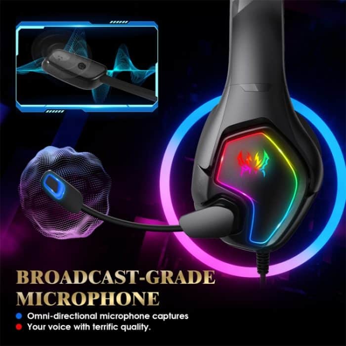 KOTION EACH G3000 3,5-mm- und USB-Stecker, Stereo-RGB-Licht, Gaming-Headset mit omnidirektionalem Mikrofon, Kabellänge: 1,9 m, G3000 – Bild 4