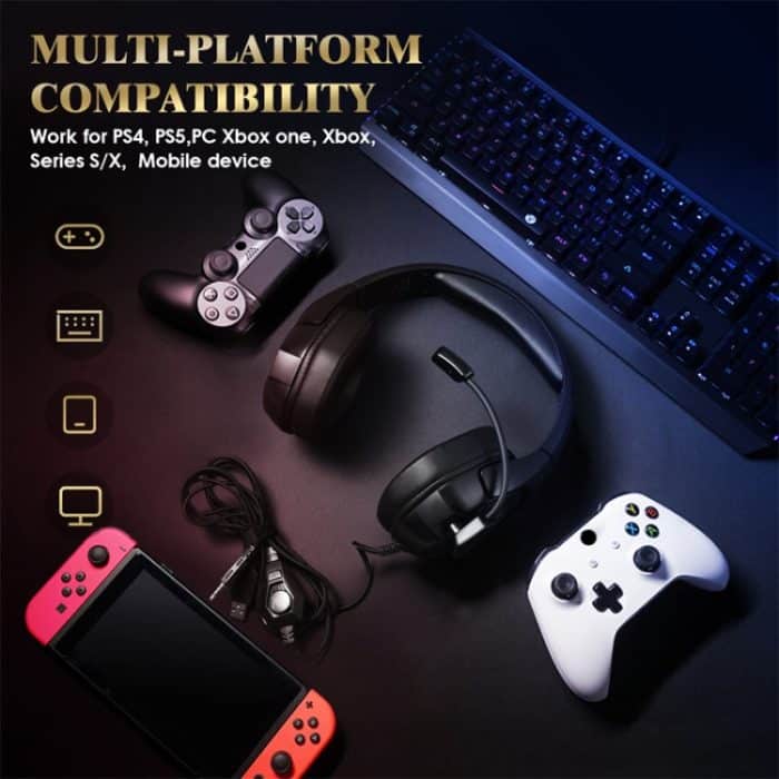 KOTION EACH G3000 3,5-mm- und USB-Stecker, Stereo-RGB-Licht, Gaming-Headset mit omnidirektionalem Mikrofon, Kabellänge: 1,9 m, G3000 – Bild 7