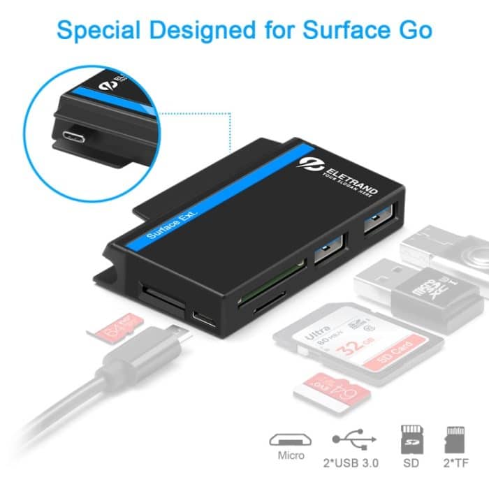 ROCKETEK RT-SGO737 2 USB 3.0 + Micro-USB-Schnittstellen-Hub für Microsoft Surface Go mit 2 TF-Karten- und SD-Kartensteckplätzen – Bild 4