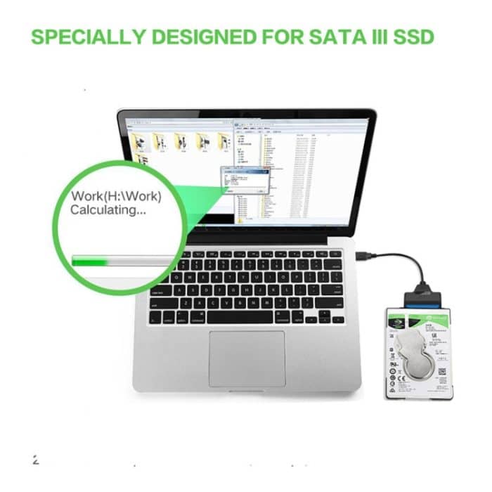 USB-C / Typ C 3.1 Stecker auf SATA (15 Pin + 7 Pin) HDD Datenkonverterkabel, Länge: 20 cm – Bild 4