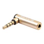 REXLIS BK3567 3,5-mm-Stecker + 3,5-mm-Buchse L-förmiger 90-Grad-Winkel Vergoldeter Stecker Gold Audio-Schnittstellenerweiterungsadapter für 3,5-mm-Schnittstellengeräte, unterstützt Kopfhörer mit Mikrofon
