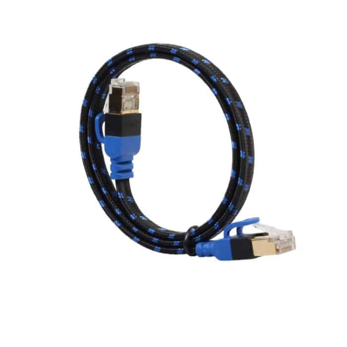 REXLIS CAT7-2 Vergoldetes CAT7 Flat Ethernet 10-Gigabit-Zweifarben-LAN-Kabel mit geflochtenem Netzwerk für Modemrouter LAN-Netzwerk mit geschirmten RJ45-Anschlüssen, Länge: 0,5 m – Bild 4