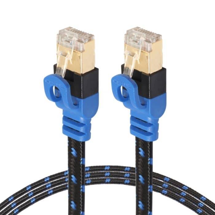 PC5152.jpg REXLIS CAT7-2 Vergoldetes CAT7 Flat Ethernet 10 Gigabit Zweifarbiges LAN-Kabel mit geflochtenem Netzwerk für Modemrouter LAN-Netzwerk mit geschirmten RJ45-Anschlüssen, Länge: 1 m – Bild 1