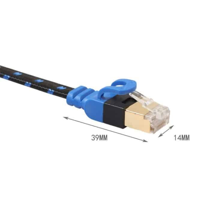 REXLIS CAT7-2 Vergoldetes CAT7 Flat Ethernet 10 Gigabit Zweifarbiges LAN-Kabel mit geflochtenem Netzwerk für Modemrouter LAN-Netzwerk mit geschirmten RJ45-Anschlüssen, Länge: 1 m – Bild 3