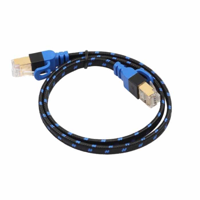 REXLIS CAT7-2 Vergoldetes CAT7 Flat Ethernet 10 Gigabit Zweifarbiges LAN-Kabel mit geflochtenem Netzwerk für Modemrouter LAN-Netzwerk mit geschirmten RJ45-Anschlüssen, Länge: 1 m – Bild 4