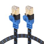REXLIS CAT7-2 Vergoldetes CAT7 Flat Ethernet 10 Gigabit Zweifarbiges LAN-Kabel mit geflochtenem Netzwerk für Modemrouter LAN-Netzwerk mit abgeschirmten RJ45-Anschlüssen, Länge: 5 m