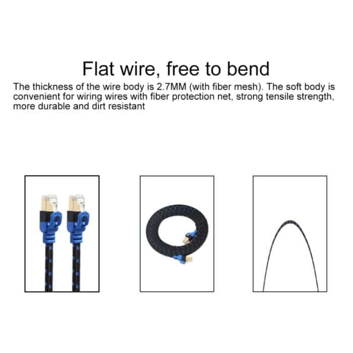 REXLIS CAT7-2 Vergoldetes CAT7 Flat Ethernet 10-Gigabit-Zweifarben-LAN-Kabel mit geflochtenem Netzwerk für Modemrouter LAN-Netzwerk mit geschirmten RJ45-Anschlüssen, Länge: 10 m – Bild 5