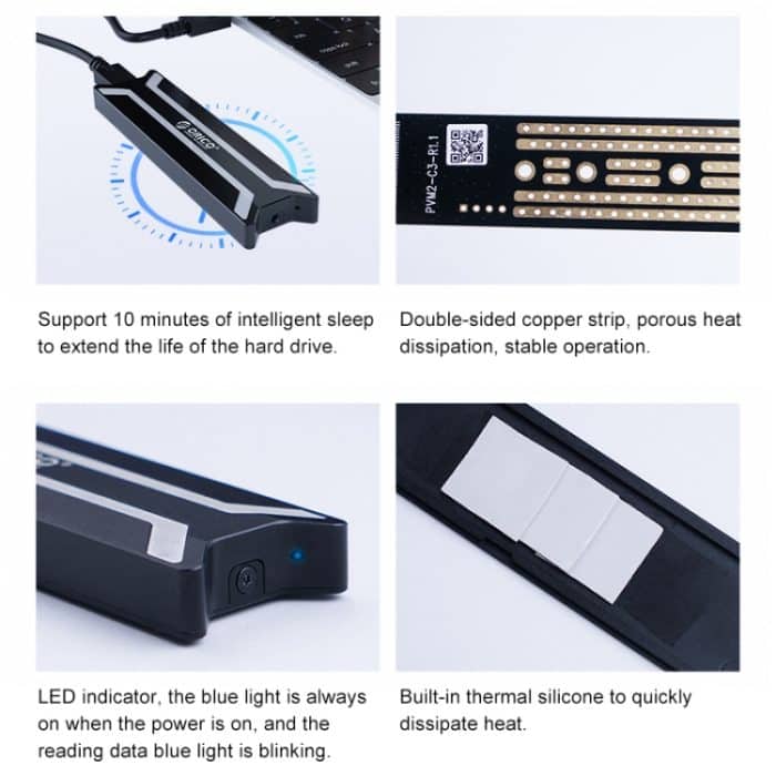 ORICO PBM2 NVMe M.2 SSD-Gehäuse Typ C USB 3.1-Gehäuse Festplattenbox (10 Gbit / s) – Bild 5