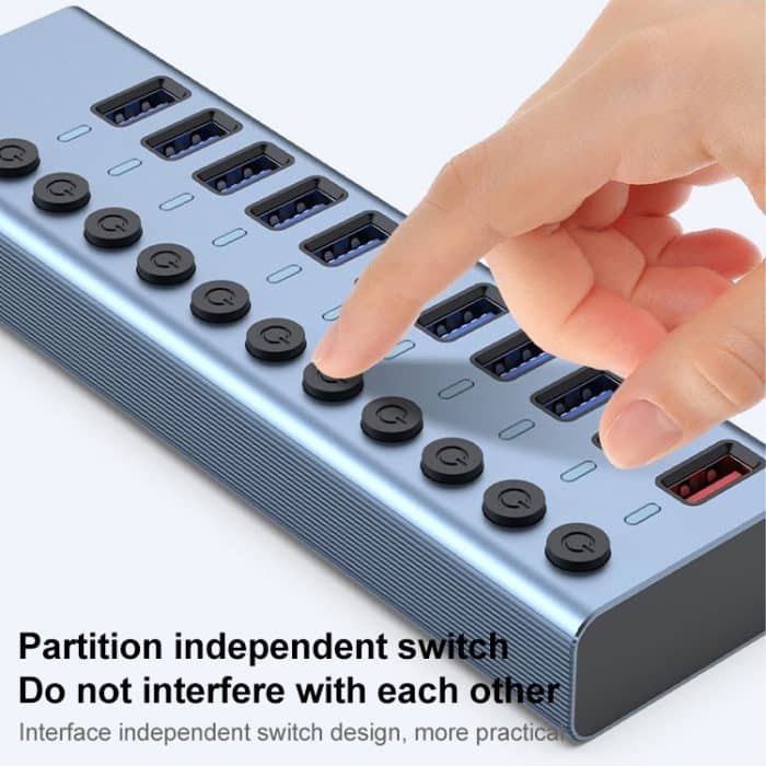 11 in 1 USB 3.0-Nabe-Splitter mit unabhängiger Switch & 12V 4A-Stromversorgung – Bild 3