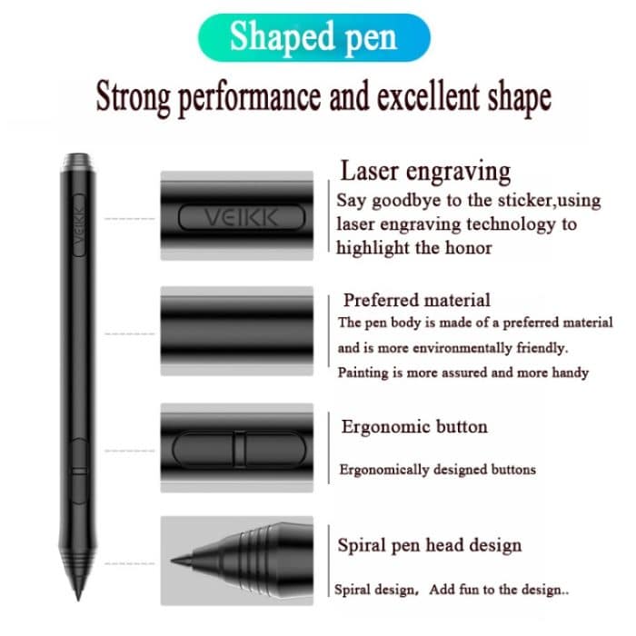 VEIKK A50 10x6 Zoll 5080 LPI Smart Touch Elektronisches Grafiktablett mit Typ-C-Schnittstelle – Bild 5