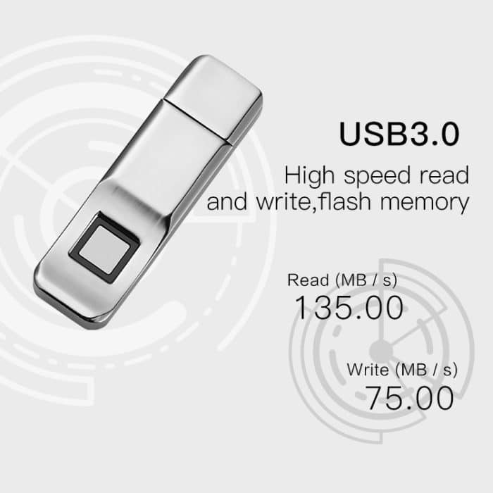 P1 Hochgeschwindigkeits-USB 3.0 32 GB Fingerabdruckverschlüsselung Flash-Disk USB-Speicherstick Pen-Laufwerk U DISK, Schreiben: 75 MB / s, Lesen: 135 MB / s – Bild 5