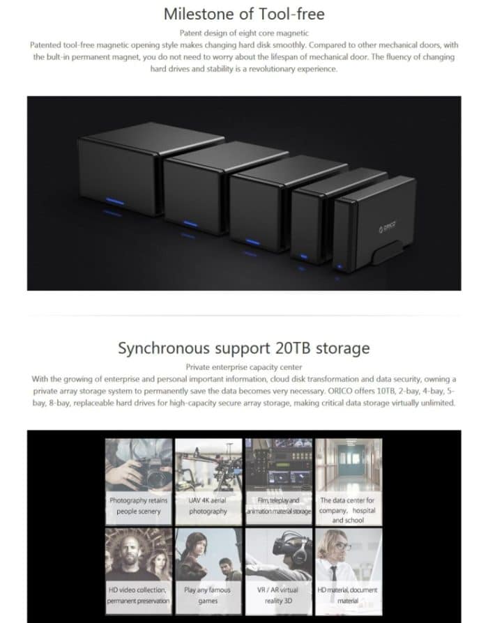 ORICO NS200-C3 USB-C / Typ C 3.1 bis SATA mit 2 Einschüben Externe Festplattenbox Aufbewahrungsbox Festplatten-Dock für 3,5-Zoll-SATA-Festplatte, Unterstützung des UASP-Protokolls – Bild 7