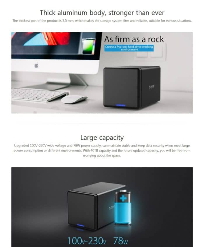 ORICO NS400-C3 4-fach USB-C / Typ C 3.1 bis SATA Externe Festplattenbox Aufbewahrungskoffer Festplatten-Dock für 3,5-Zoll-SATA-Festplatte, Unterstützung des UASP-Protokolls – Bild 9