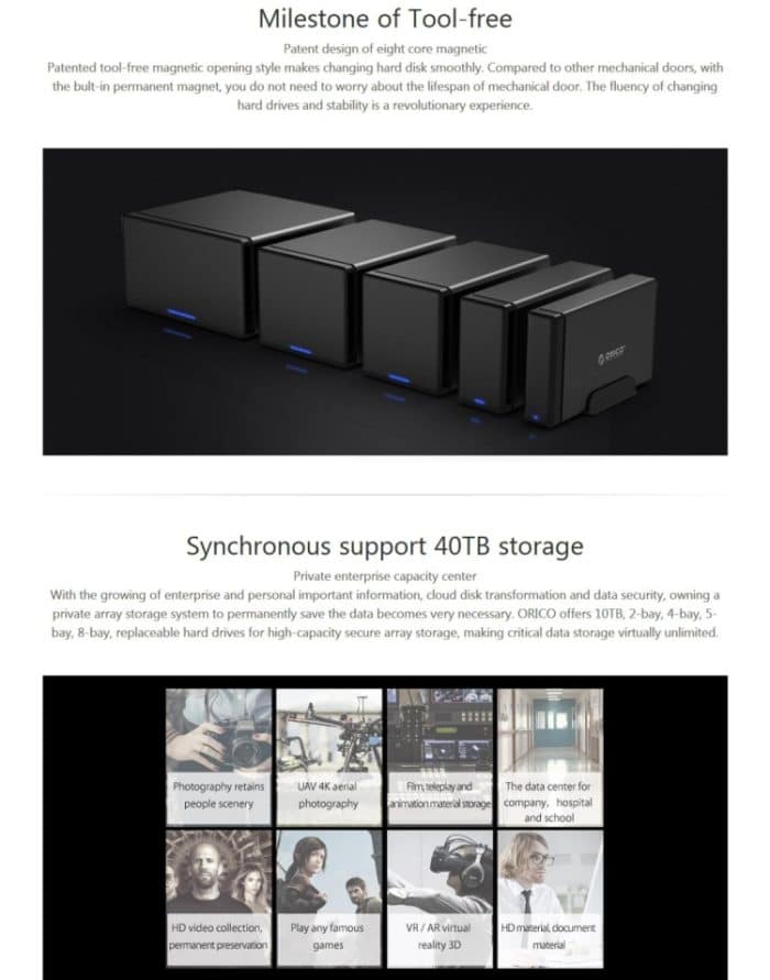 ORICO NS400-U3 4-fach USB 3.0 Typ B zu SATA Externe Festplattenbox Aufbewahrungskoffer Festplatten-Dock für 3,5-Zoll-SATA-Festplatte, unterstützt UASP-Protokoll – Bild 7