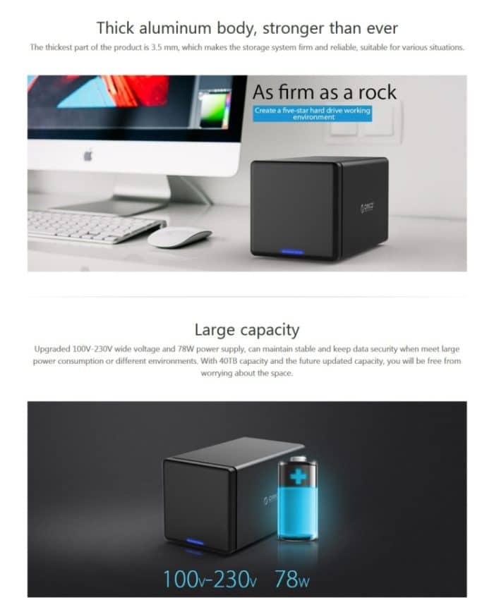 ORICO NS400-U3 4-fach USB 3.0 Typ B zu SATA Externe Festplattenbox Aufbewahrungskoffer Festplatten-Dock für 3,5-Zoll-SATA-Festplatte, unterstützt UASP-Protokoll – Bild 9