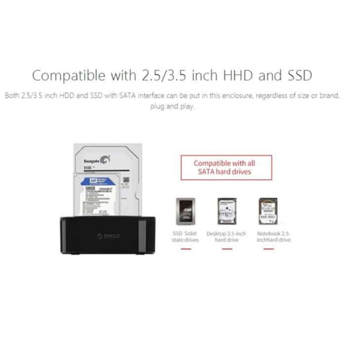 ORICO 6228US3 2,5 / 3,5-Zoll-SATA-Festplatte / SSD 2-fach USB 3.0-Festplatten-Dock – Bild 8
