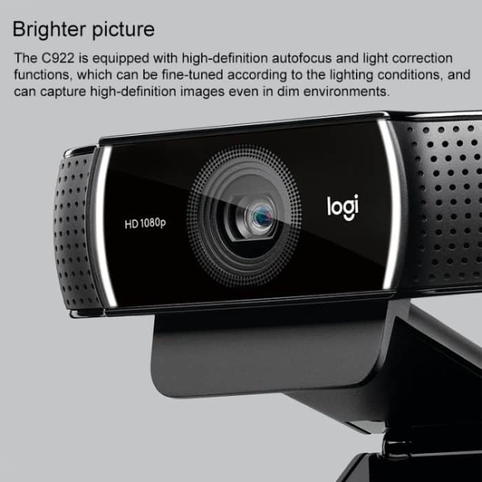 Logitech C922 HD 1080P Autofokus-Webcam mit 2 omnidirektionalen Mikrofonen – Bild 4