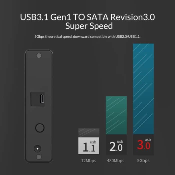 ORICO 7688C3 8 TB 3,5-Zoll-USB-C / Typ-C-Festplattengehäuse mit abnehmbarer Basis, Kabellänge: 1 m – Bild 8