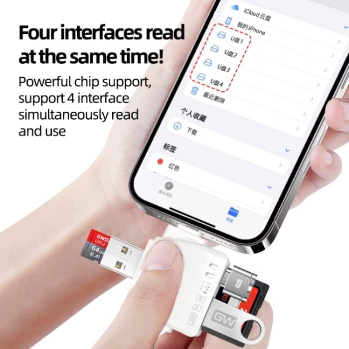 7-in-1-Kartenleser USB + Typ-C + 8-polig + TF-Karte + SD-Karte + Kopfhöreradapter – Bild 3