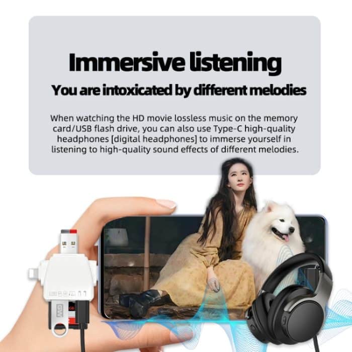 7-in-1-Kartenleser USB + Typ-C + 8-polig + TF-Karte + SD-Karte + Kopfhöreradapter – Bild 5