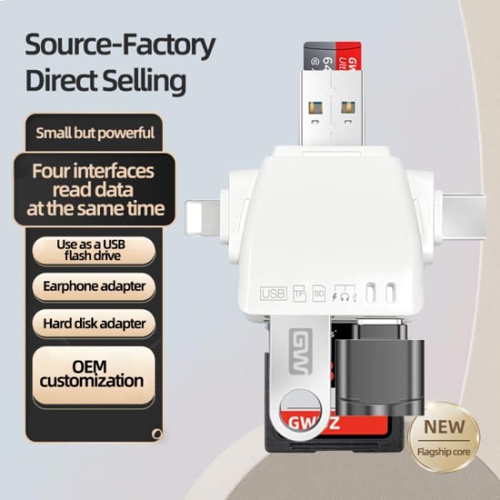 7-in-1-Kartenleser USB + Typ-C + 8-polig + TF-Karte + SD-Karte + Kopfhöreradapter – Bild 9