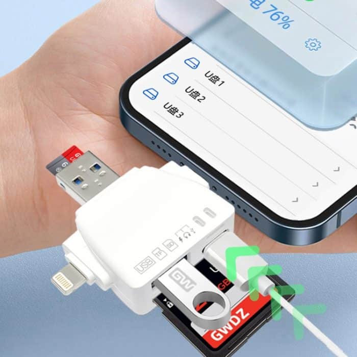 7-in-1-Kartenleser USB + Typ-C + 8-polig + TF-Karte + SD-Karte + Kopfhöreradapter – Bild 10