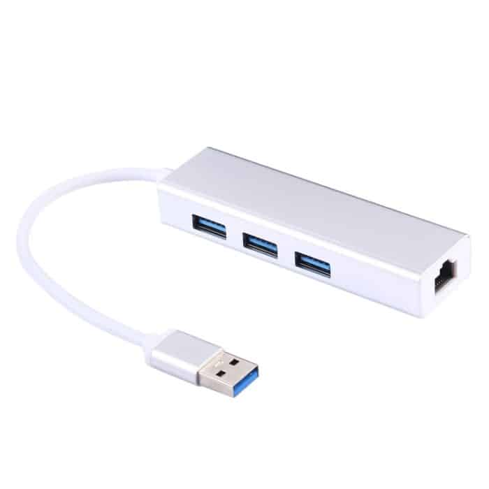 Aluminium Shell 3 USB3.0-Anschlüsse HUB + USB3.0 Gigabit-Ethernet-Adapter – Bild 1