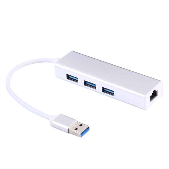 Aluminium Shell 3 USB3.0-Anschlüsse HUB + USB3.0 Gigabit-Ethernet-Adapter – Bild 2