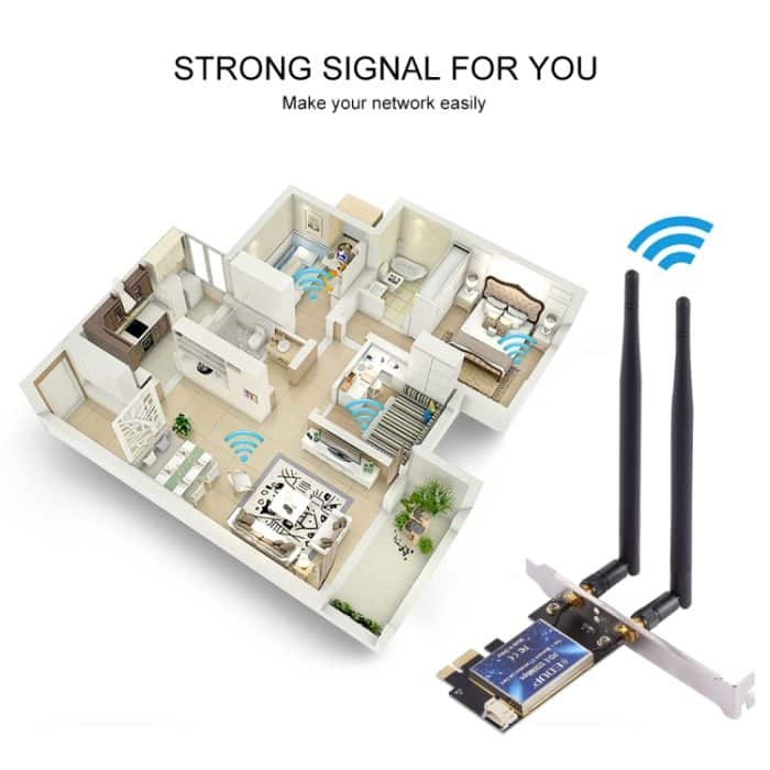 EDUP EP-9620 2 in 1 AC1200 Mbit / s 2,4 GHz & 5,8 GHz Dualband PCI-E 2 Antenne WiFi Adapter Externe Netzwerkkarte + Bluetooth – Bild 7