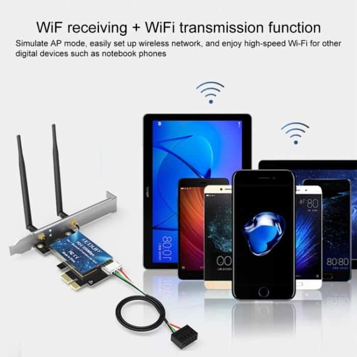 EDUP EP-9620 2 in 1 AC1200 Mbit / s 2,4 GHz & 5,8 GHz Dualband PCI-E 2 Antenne WiFi Adapter Externe Netzwerkkarte + Bluetooth – Bild 8