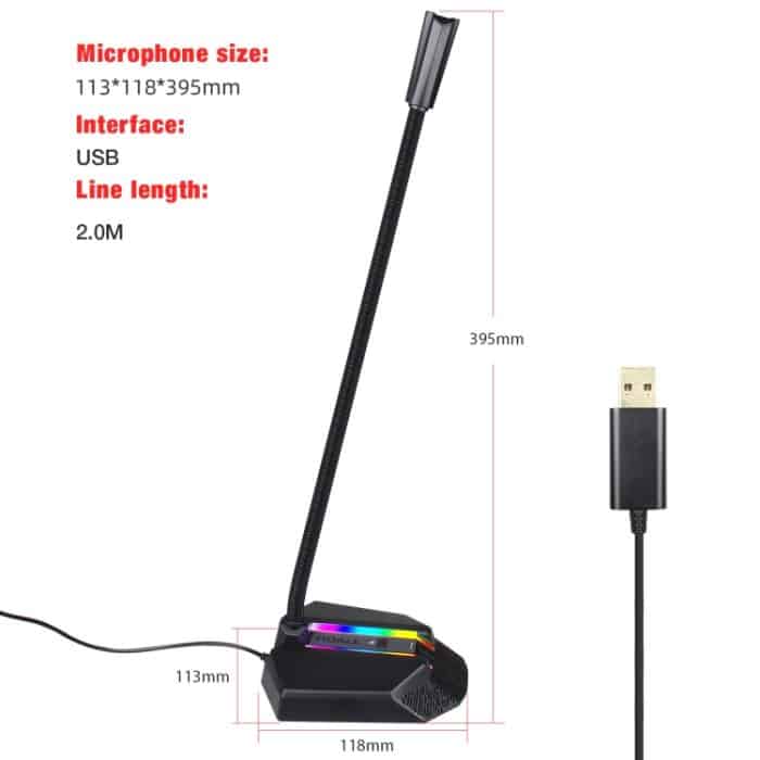 HXSJ TSP202 RGB-Beleuchtung Biegbares USB-Voice-Chat-Videokonferenzmikrofon – Bild 2