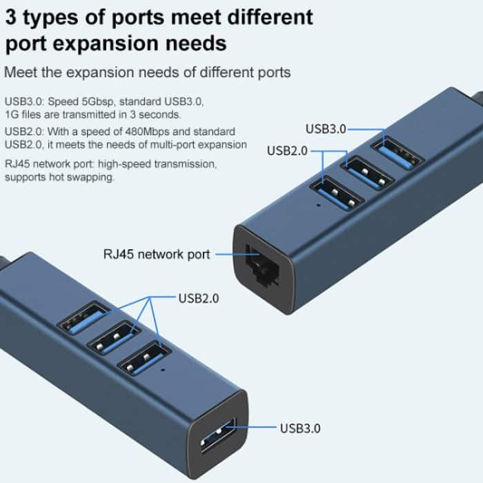 RDS 6307-2 USB zu USB3.0 + Triple USB2.0 4 in 1 HUB Adapter – Bild 2