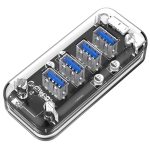 ORICO F4U 4 x USB 3.0-Anschlüsse, 5 Gbit/s, schnelle Übertragung, Desktop-HUB mit blauer LED-Anzeige, 4 Ports
