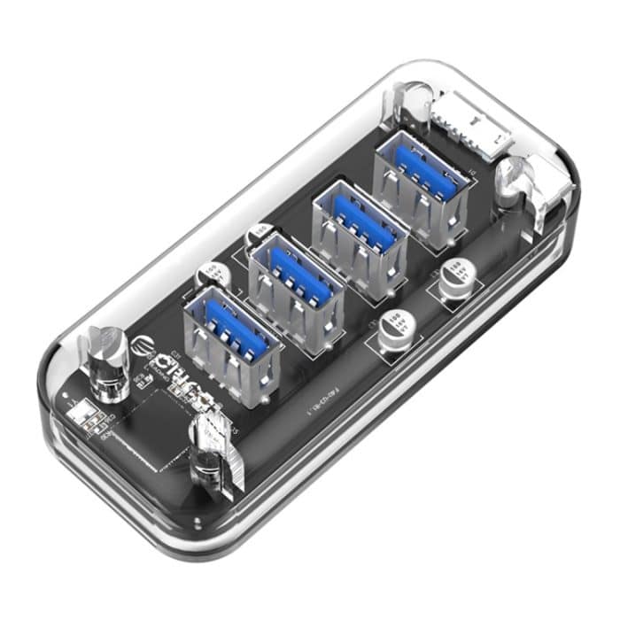 ORICO F4U 4 x USB 3.0-Anschlüsse, 5 Gbit/s, schnelle Übertragung, Desktop-HUB mit blauer LED-Anzeige, 4 Ports – Bild 2
