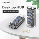 ORICO F4U 4 x USB 3.0-Anschlüsse, 5 Gbit/s, schnelle Übertragung, Desktop-HUB mit blauer LED-Anzeige, 4 Ports – Bild 3